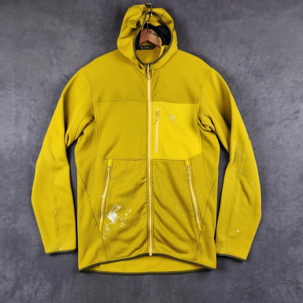 Arcteryx Fortrez Hoody‎ Mens Medium Mustard Yellow Full Zip Fleece Jacket 18090
